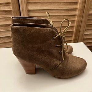 suede lace-up heeled booties